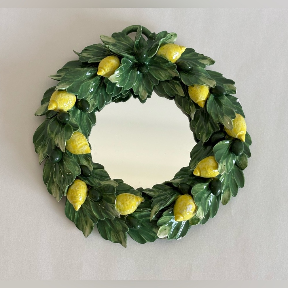 Lemon Leaf Wreath Mirror Vintage
Capodimonte Ceramic Lemon Wreath Size 7”